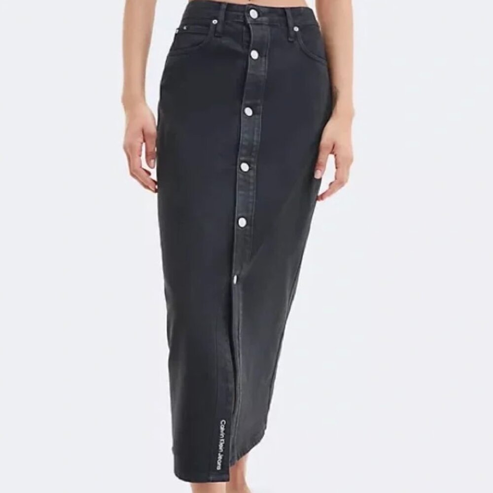 Black Denim Calvin Klein Jeans High Rise Maxi Skirt in Black Size 30 Jeans